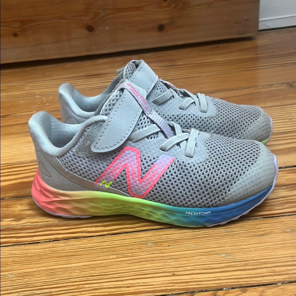 New Balance Gray and Pink Sneakers with Velcro Strap